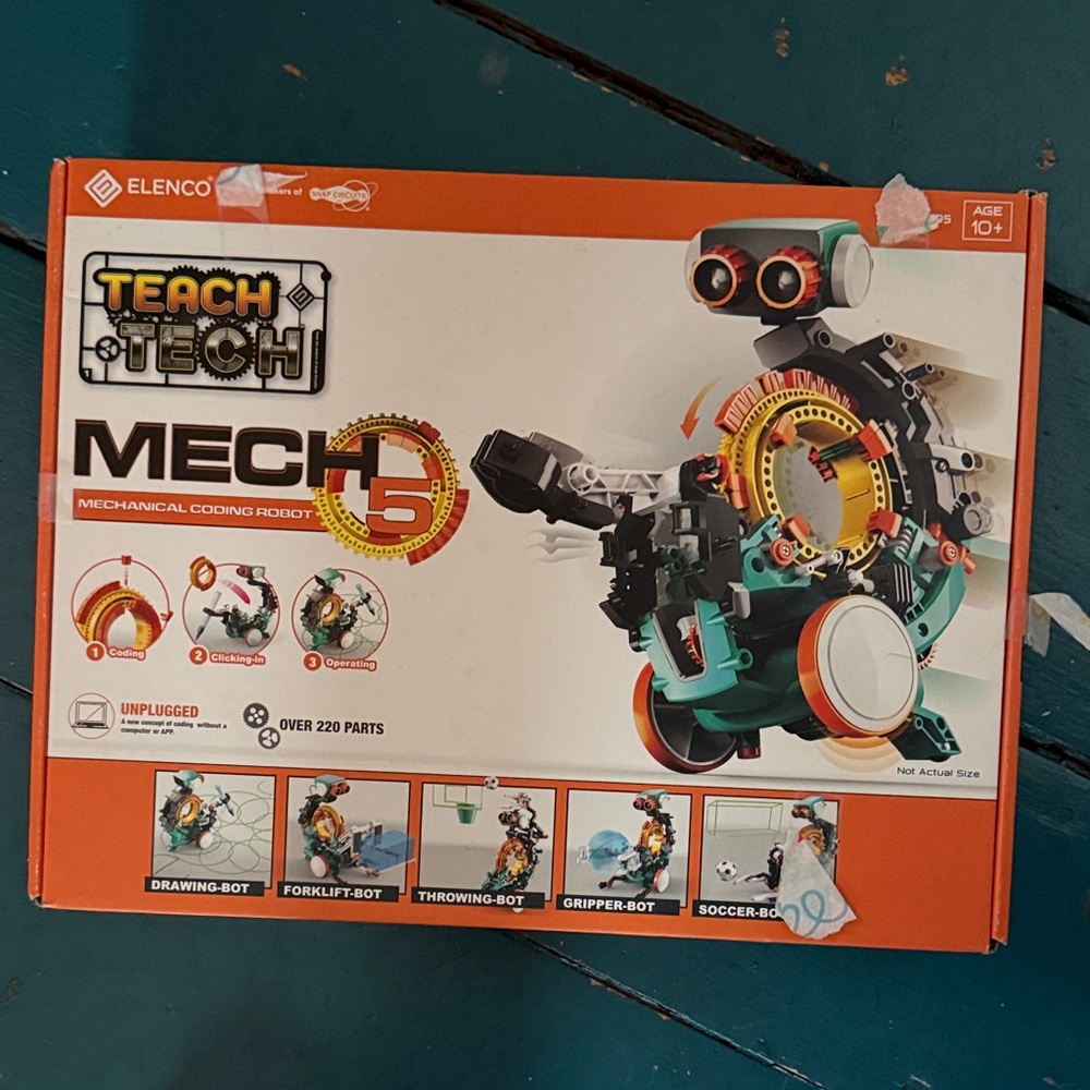 Teach Tech Mech-5 Mechanical Coding Robot - Teal & Orange